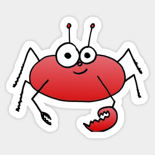 Cute Red Crab Doodle Sticker